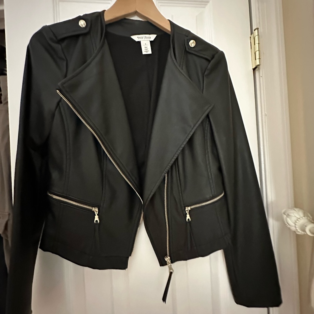 White House Black Market Black Faux Leather Jacket